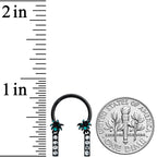 16G 3/8 Clear Gem Black Night Palm Tree Dangle Horseshoe
