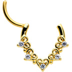 16G 3/8 Clear CZ Gem Gold Tone Heart Filigree Cartilage Clicker