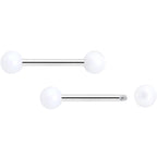 14G 9/16 Matte White Aurora Barbell Nipple Ring Set