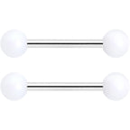 14G 9/16 Matte White Aurora Barbell Nipple Ring Set