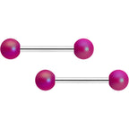 14G 9/16 Matte Purple Aurora Barbell Nipple Ring Set