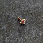 16G 1/4 Red Gem Rose Gold Tone Octogram Star Labret Monroe Tragus