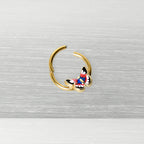 16G 3/8 Gold Tone Red Pink Blue Butterfly Hinged Segment Ring