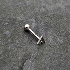 Clear Gem Double Triangle Barbell Tongue Ring
