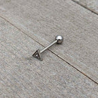 Clear Gem Double Triangle Barbell Tongue Ring