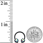 16G 3/8 Aurora Gem Black Heart Ends Horseshoe Circular Barbell