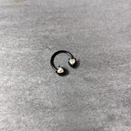 16G 3/8 Aurora Gem Black Heart Ends Horseshoe Circular Barbell