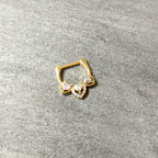 16G 5/16 Clear Aurora Gem Gold Tone Trio Heart Cartilage Clicker