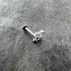 16G 5/16 Clear CZ Gem Threadless Leaves Labret Monroe Tragus