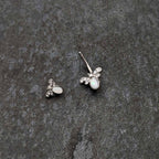 White Faux Opal Clear Gem Double Butterfly Double Mount Belly Ring