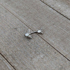 White Faux Opal Clear Gem Double Butterfly Double Mount Belly Ring