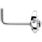 20G 1/4 Clear CZ Gem Triple Heart Triquetra L Shape Nose Ring