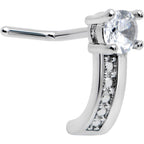 20G 1/4 Clear Gem Texture Glam Faux Hoop L Shape Nose Ring