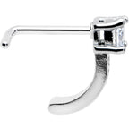 20G 1/4 Clear Gem Texture Glam Faux Hoop L Shape Nose Ring