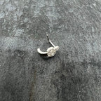 20G 1/4 Clear Gem Retro Peace Sign Faux Hoop L Shape Nose Ring