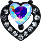 16G 5/16 Aurora Gem Black Rococo Hearts Labret Monroe Tragus