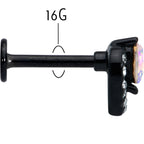 16G 5/16 Aurora Gem Black Rococo Hearts Labret Monroe Tragus