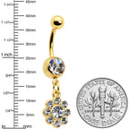 Clear Gem Gold Tone Whimsy Flower Dangle Belly Ring