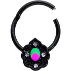 16G 3/8 Purple Tourmaline Black Lacy Drop Hinged Segment Ring