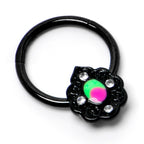16G 3/8 Purple Tourmaline Black Lacy Drop Hinged Segment Ring