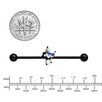 14G Aurora CZ Gem Black Fleur de Lis Butterfly Industrial Barbell 38mm