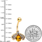 Clear Yellow Gem Gold Tone Fashion Bug Insect Belly Ring