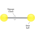 Bright Sunny Yellow Ends Barbell Tongue Ring