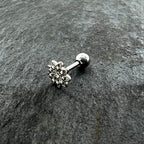 16G 1/4 Clear Gem Starry Flower Cartilage Tragus Earring