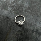 16G 3/8 Clear Gem Starry Flower Hinged Segment Ring