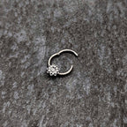 16G 3/8 Clear Gem Starry Flower Hinged Segment Ring