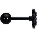 16G 1/4 Pink Gem Black Midnight Flower Cartilage Tragus Earring