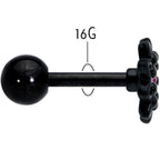 16G 1/4 Pink Gem Black Midnight Flower Cartilage Tragus Earring