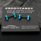 14G 9/16 Blue Turquoise Black Claw Barbell Nipple Ring Set