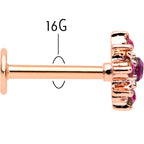 16G 5/16 Pink Gem Rose Gold Tone Sumptuous Star Labret Tragus