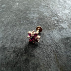 16G 5/16 Pink Gem Rose Gold Tone Sumptuous Star Labret Tragus