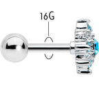 16G 1/4 Blue Gem Stylish Snowflake Cartilage Tragus Earring