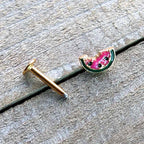 16G 5/16 Gold Tone Watermelon Bite Labret Monroe Tragus