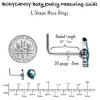 20G 1/4 Leaping Blue Dolphin L Shape Nose Ring