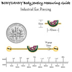 14G Gold Tone Watermelon Bite Industrial Barbell 38mm