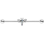 14G Aurora Gem Dragonfly Flying Industrial Barbell 38mm