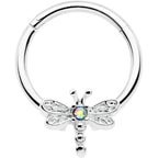 16G 3/8 Aurora Gem Dragonfly Flying Hinged Segment Ring