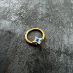 16G 3/8 Blue Synthetic Opal Gold Hue Rhombus Hinged Segment Ring