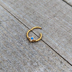 16G 3/8 Blue Synthetic Opal Gold Hue Rhombus Hinged Segment Ring