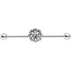 14G Clear Gem Baroque Fabulous Flower Industrial Barbell 38mm