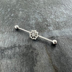 14G Clear Gem Baroque Fabulous Flower Industrial Barbell 38mm