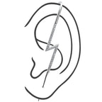 Clear CZ Gem Lightning Bolt Ear Cuff Bar Earring
