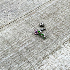 16G 1/4 Pink Purple Long Flower Cartilage Tragus Earring