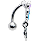 Clear Gem Rainbow Pride Flower Top Mount Dangle Belly Ring