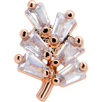 16G 1/4 Clear CZ Gem Leafy Rosy Branch Threadless Labret Tragus