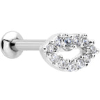 16G 5/16 Clear CZ Gem Kissy Lips Threadless Labret Monroe Tragus